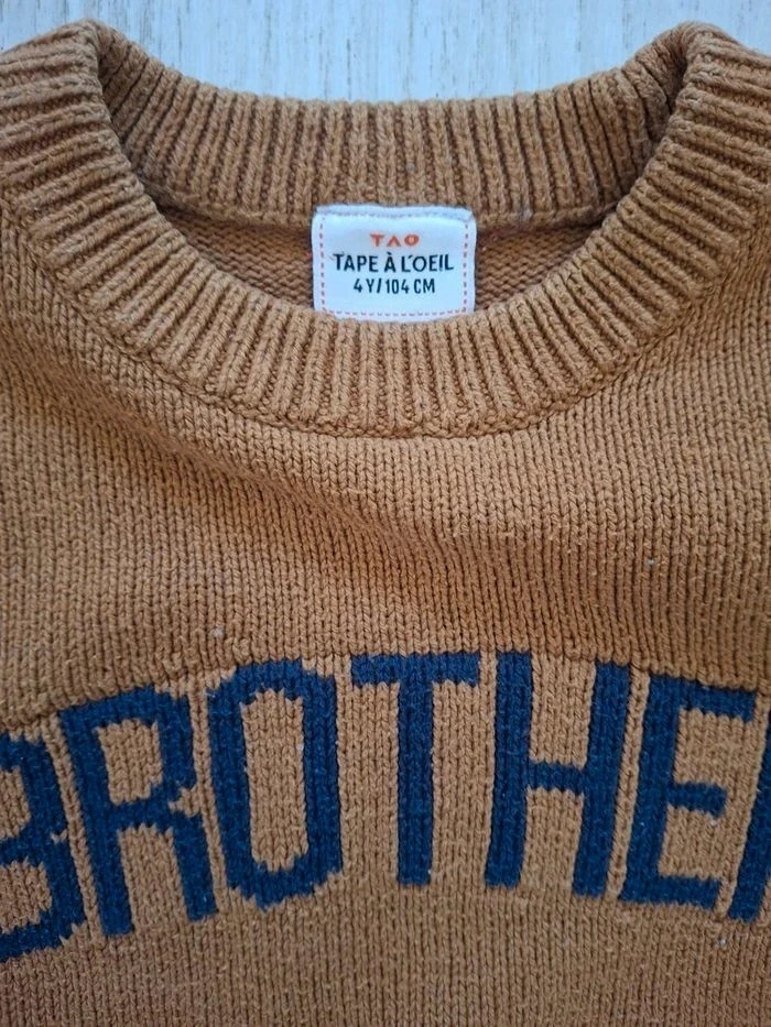 🤎 Trui jongen bruin "Brother" Tape à l'oeil/TAO – 4 jaar 🤎 – photo 4